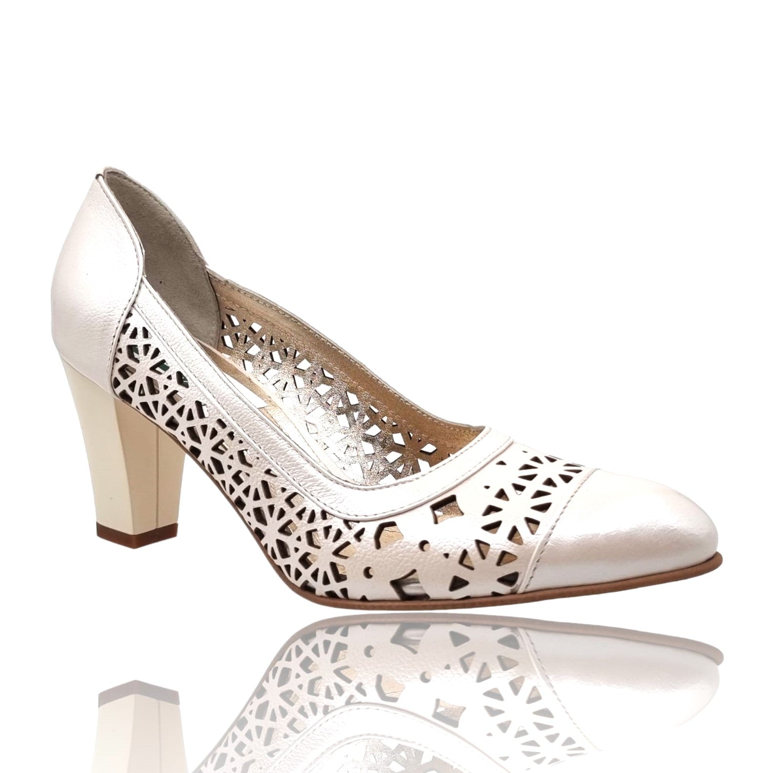 Pantofi Damă Eleganți Din Piele Naturală Crem 20681