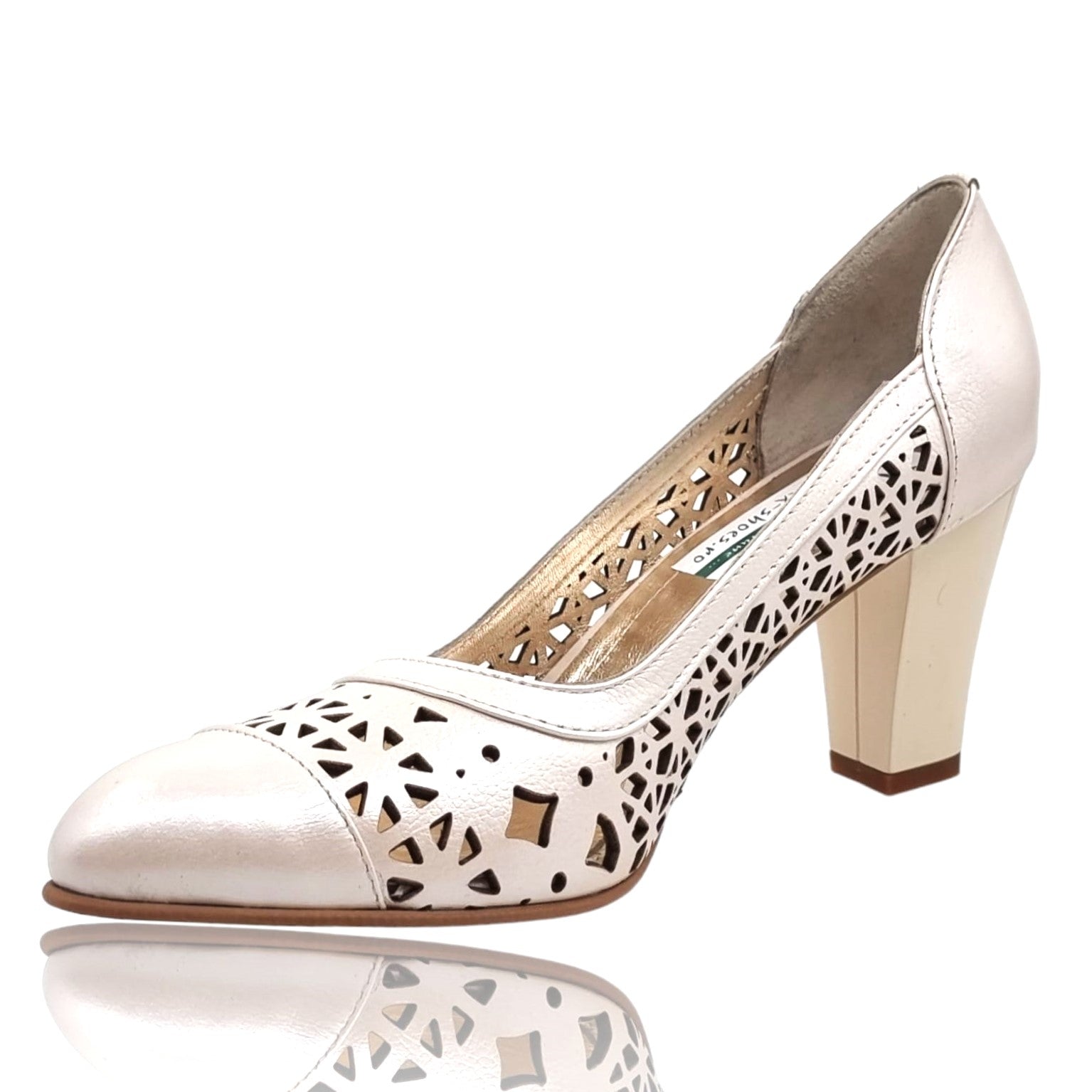 Pantofi Damă Eleganți Din Piele Naturală Crem 20681