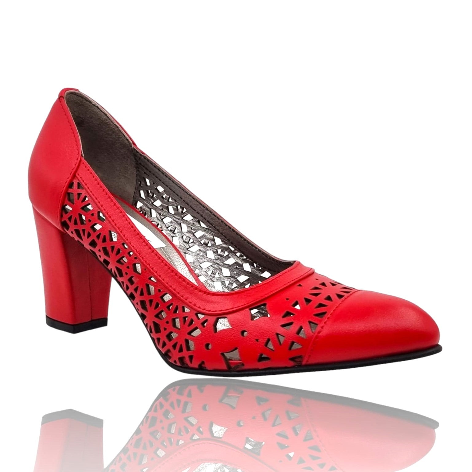 Pantofi Damă Eleganți Din Piele Naturală Roșie 20683