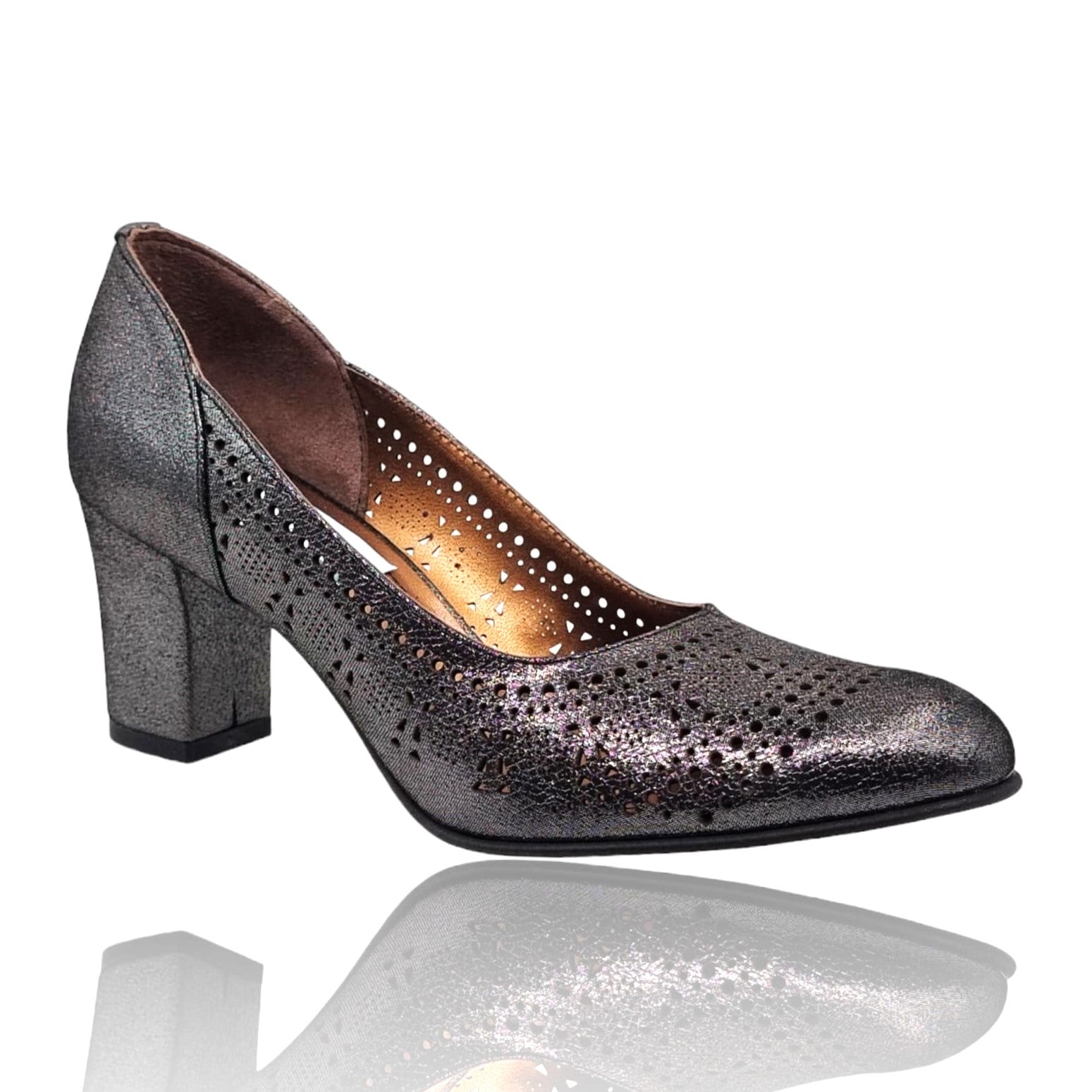 Pantofi Damă Eleganți Din Piele Naturală Gri Sidef 20684