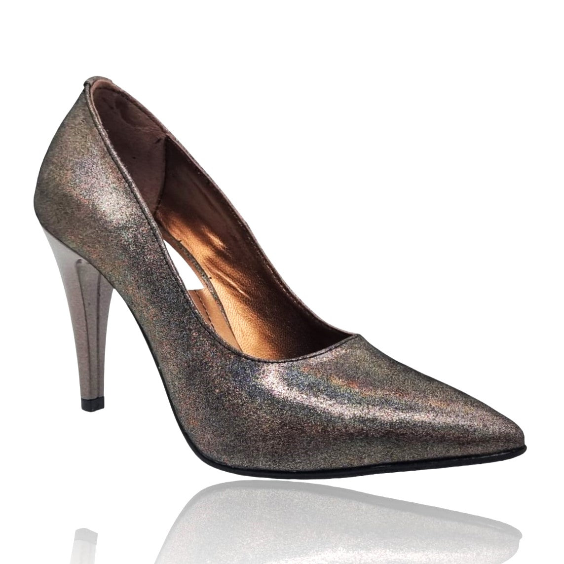 Pantofi Damă Eleganți Din Piele Naturală Gri Sidef 20699