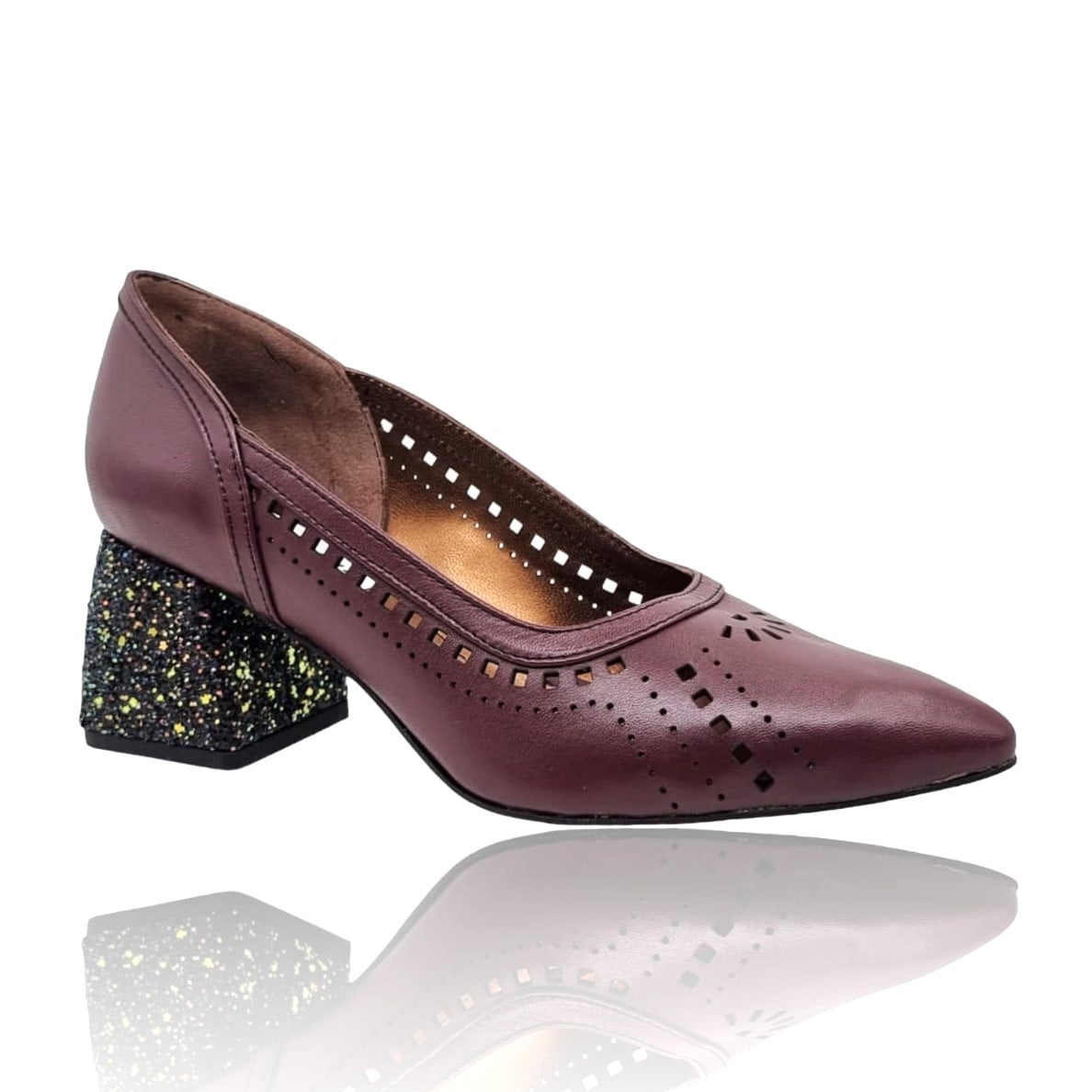 Pantofi Damă Eleganți Din Piele Naturală Bordo 20706