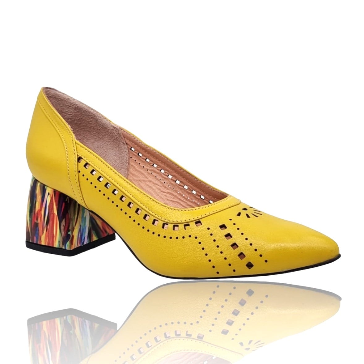 Pantofi Damă Eleganți Din Piele Naturală Galbenă 20725