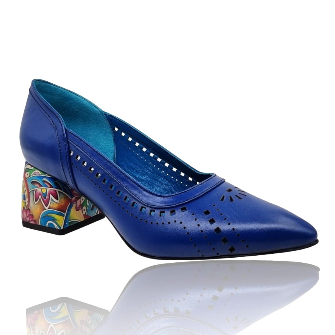 Pantofi Damă Eleganți Din Piele Naturală Albastră 20726