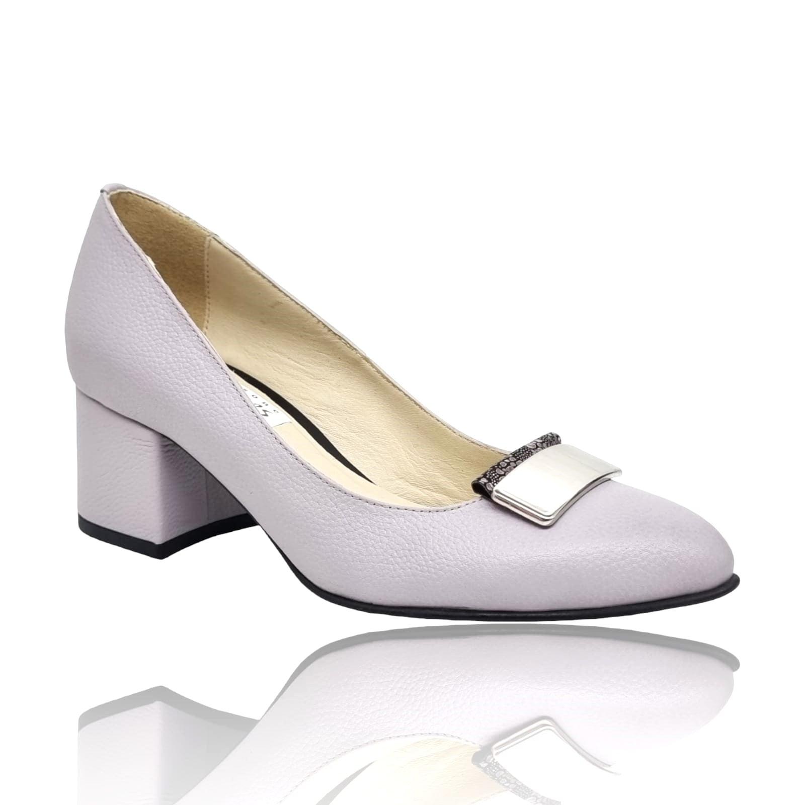Pantofi Damă Eleganți Din Piele Naturală Argintie 20743