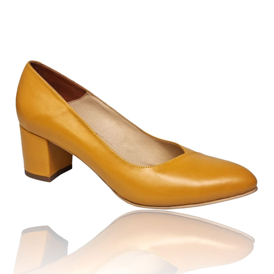 Pantofi Damă Eleganți Din Piele Naturală Galbenă 20751