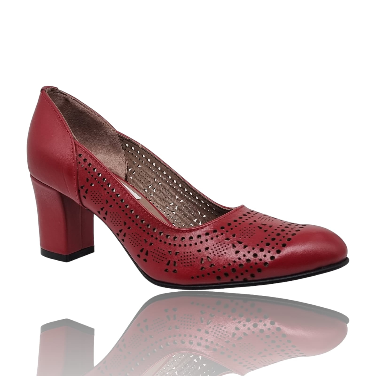 Pantofi Damă Eleganți Din Piele Naturală Roșie 20766