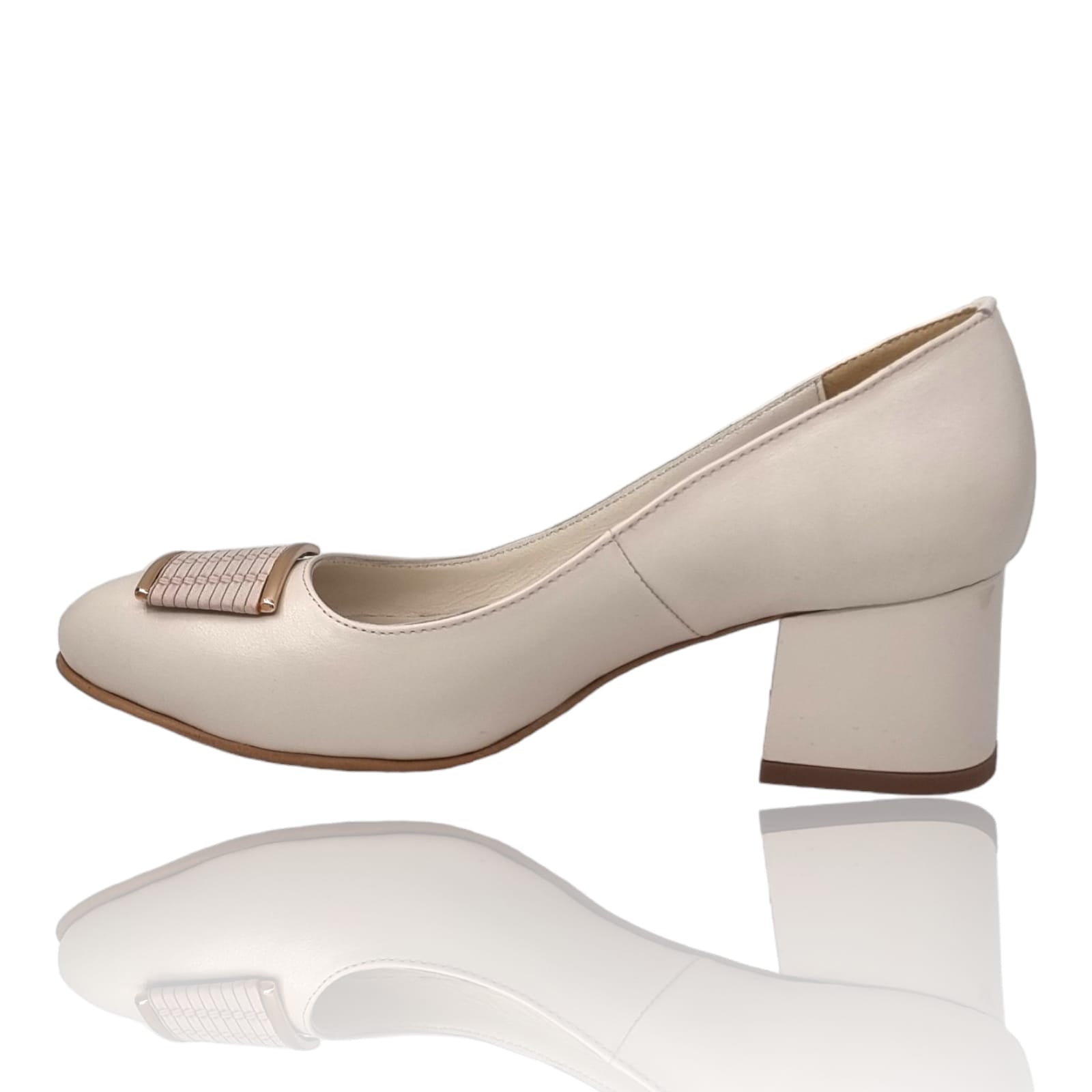 Pantofi Damă Eleganți Din Piele Naturală Crem 20806