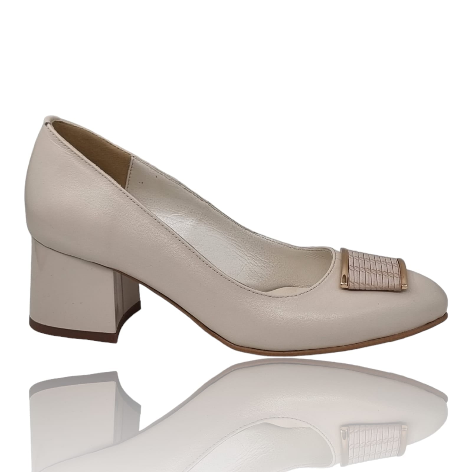 Pantofi Damă Eleganți Din Piele Naturală Crem 20806