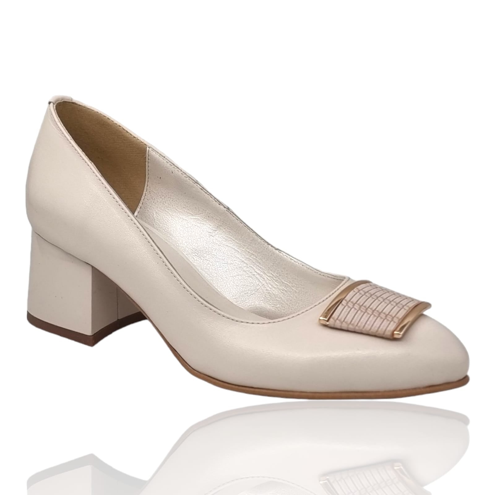Pantofi Damă Eleganți Din Piele Naturală Crem 20806