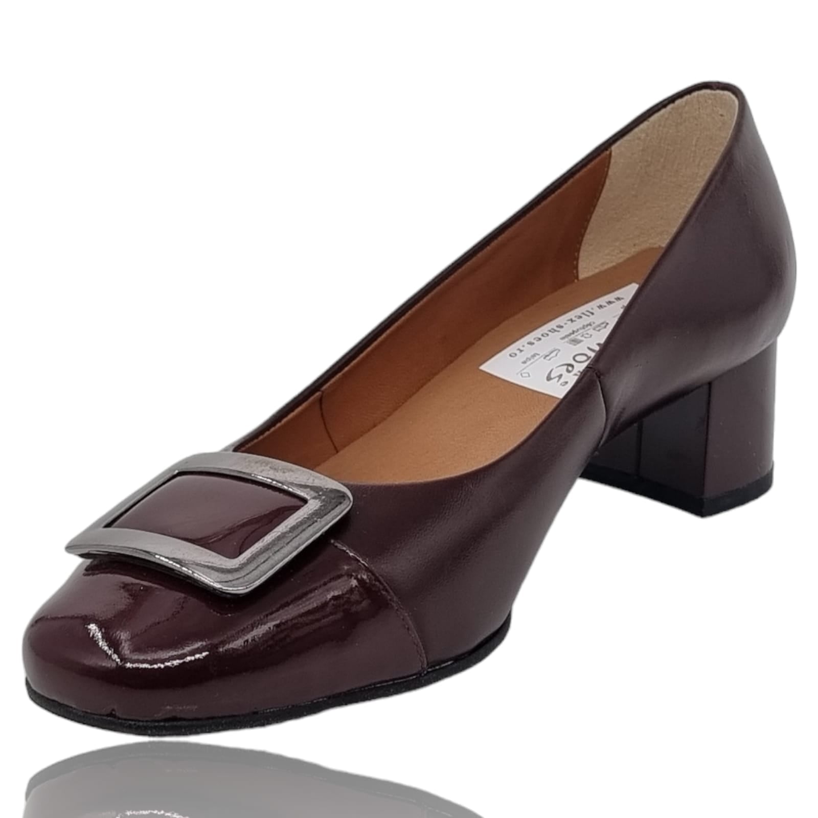 Pantofi Damă Eleganți Din Piele Naturală Visiniu 20830
