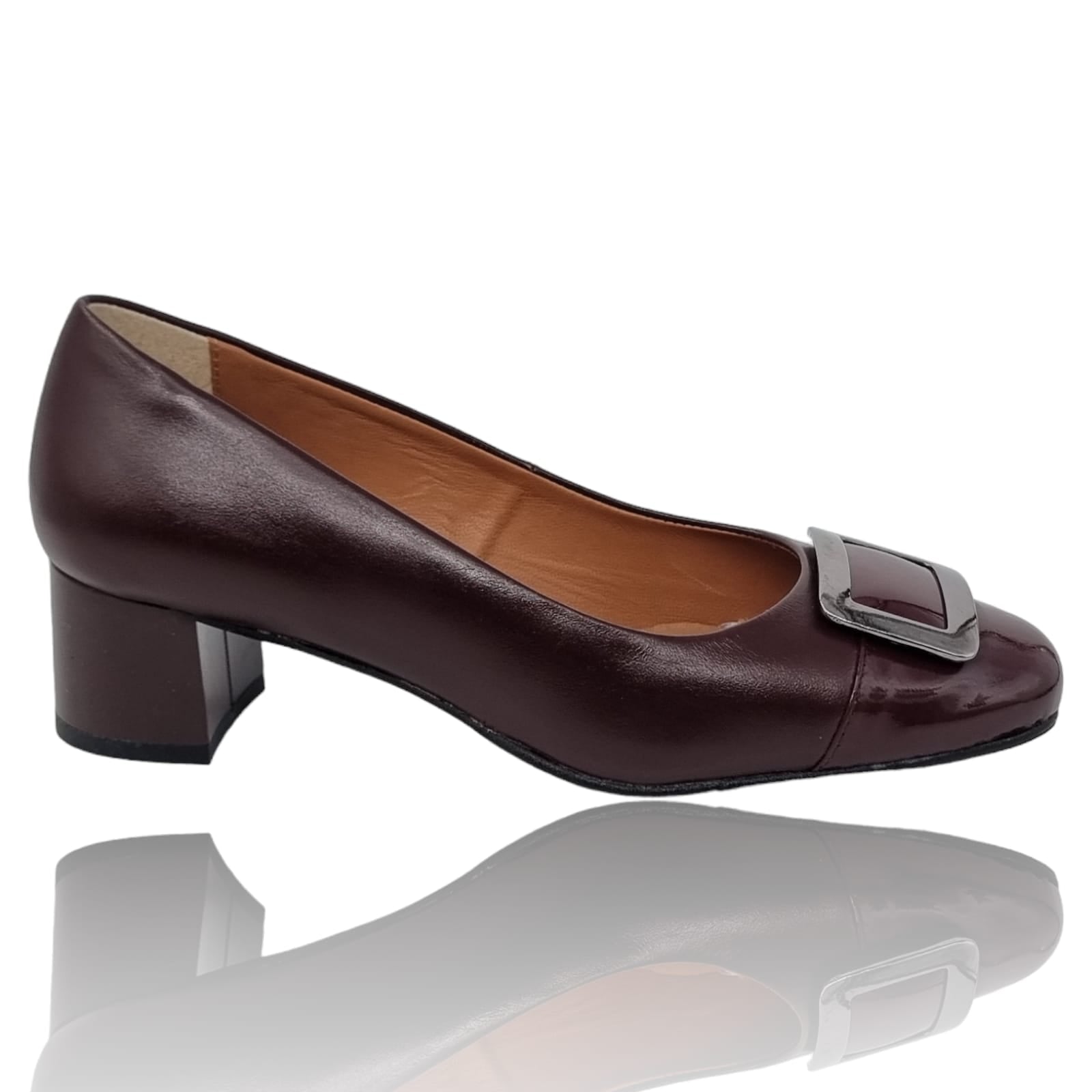 Pantofi Damă Eleganți Din Piele Naturală Visiniu 20830