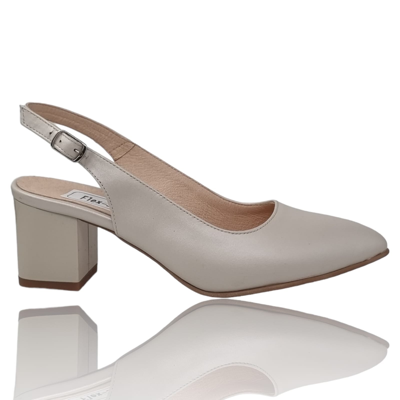 Pantofi Damă Eleganți Din Piele Naturală Crem 20505