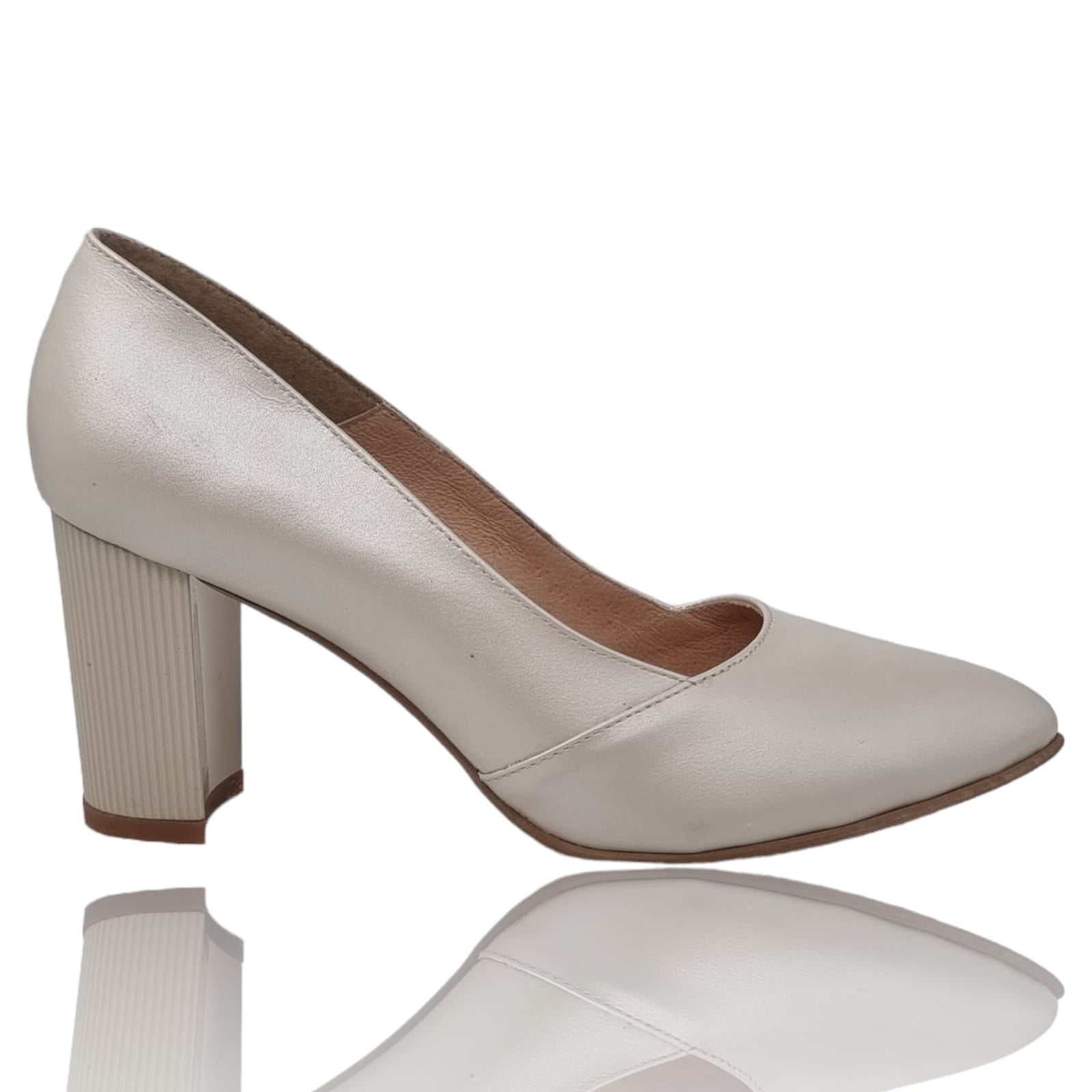 Pantofi Damă Eleganți Din Piele Naturală Crem 20280