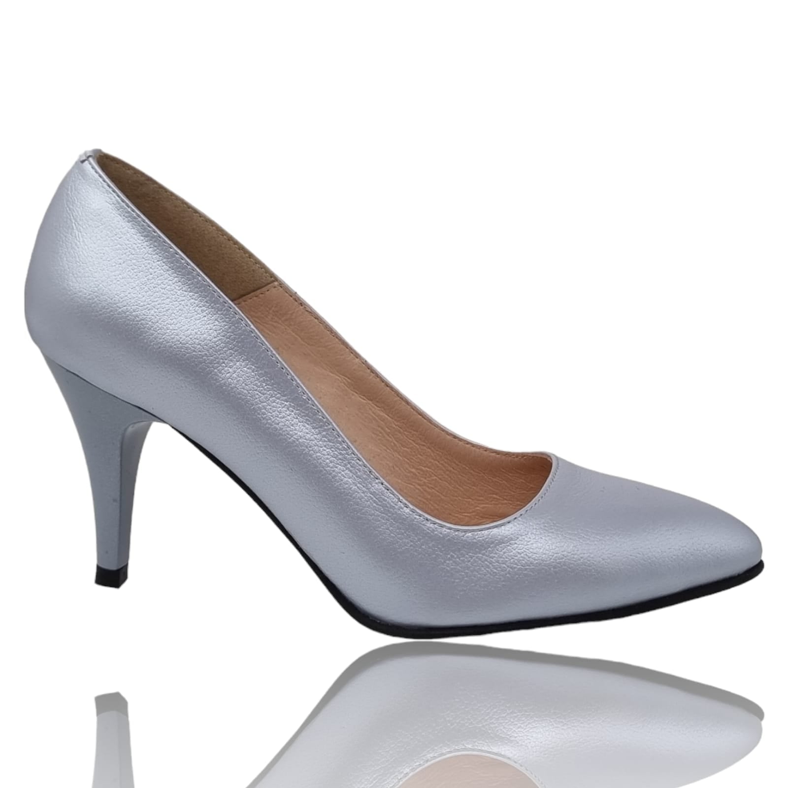 Pantofi Damă Eleganți Din Piele Naturală Gri Sidef 20305