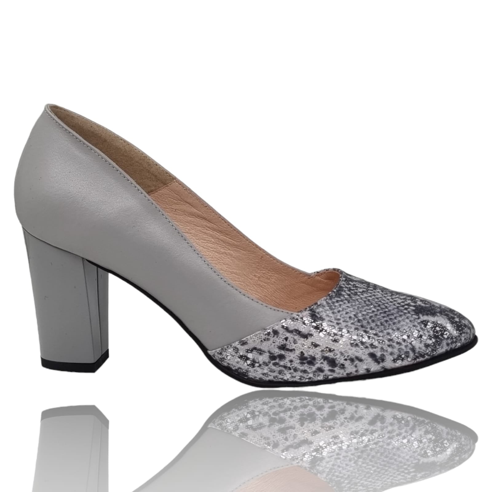 Pantofi Damă Eleganți Din Piele Naturală Gri 20317