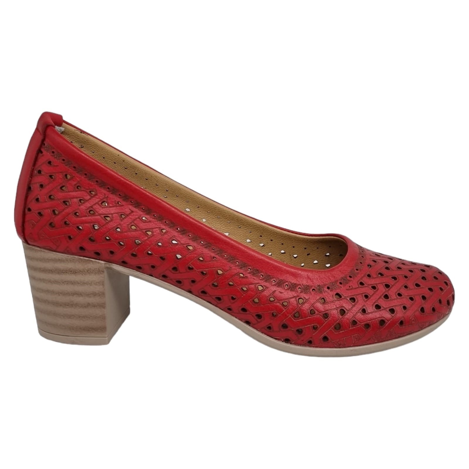 Pantofi Damă Casual Confort Din Piele Naturală Roșie 25349