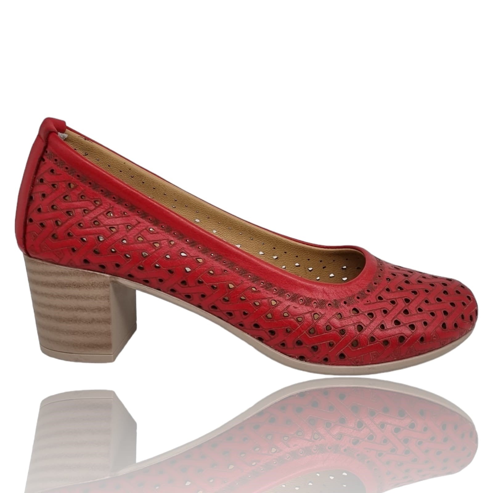 Pantofi Damă Casual Confort Din Piele Naturală Roșie 25349