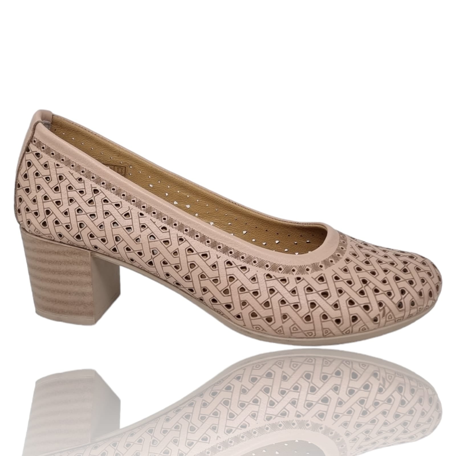 Pantofi Damă Casual Confort Din Piele Naturală Pudră 25352