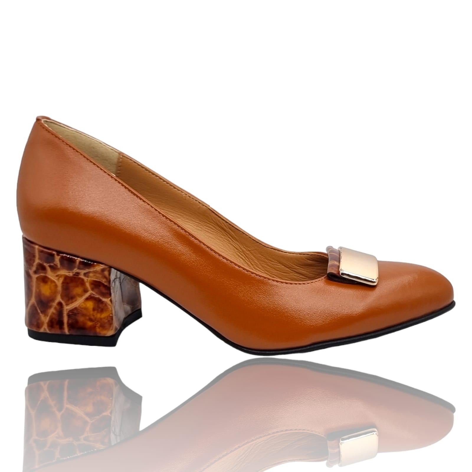 Pantofi Damă Eleganți Din Piele Naturală Portocaliu 20371
