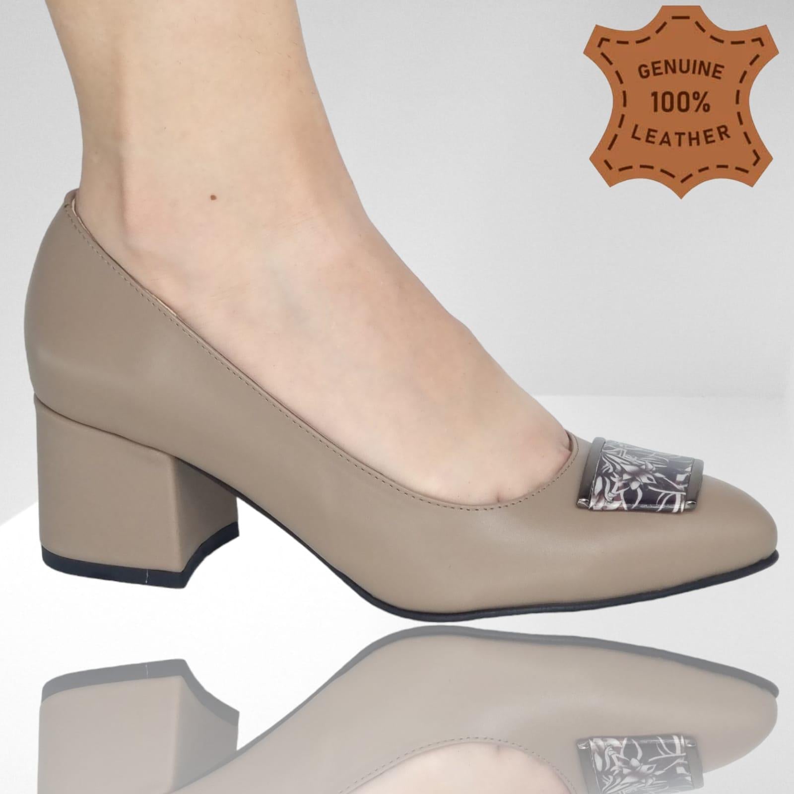 Pantofi Damă Eleganți Din Piele Naturală Cappuccino 20382