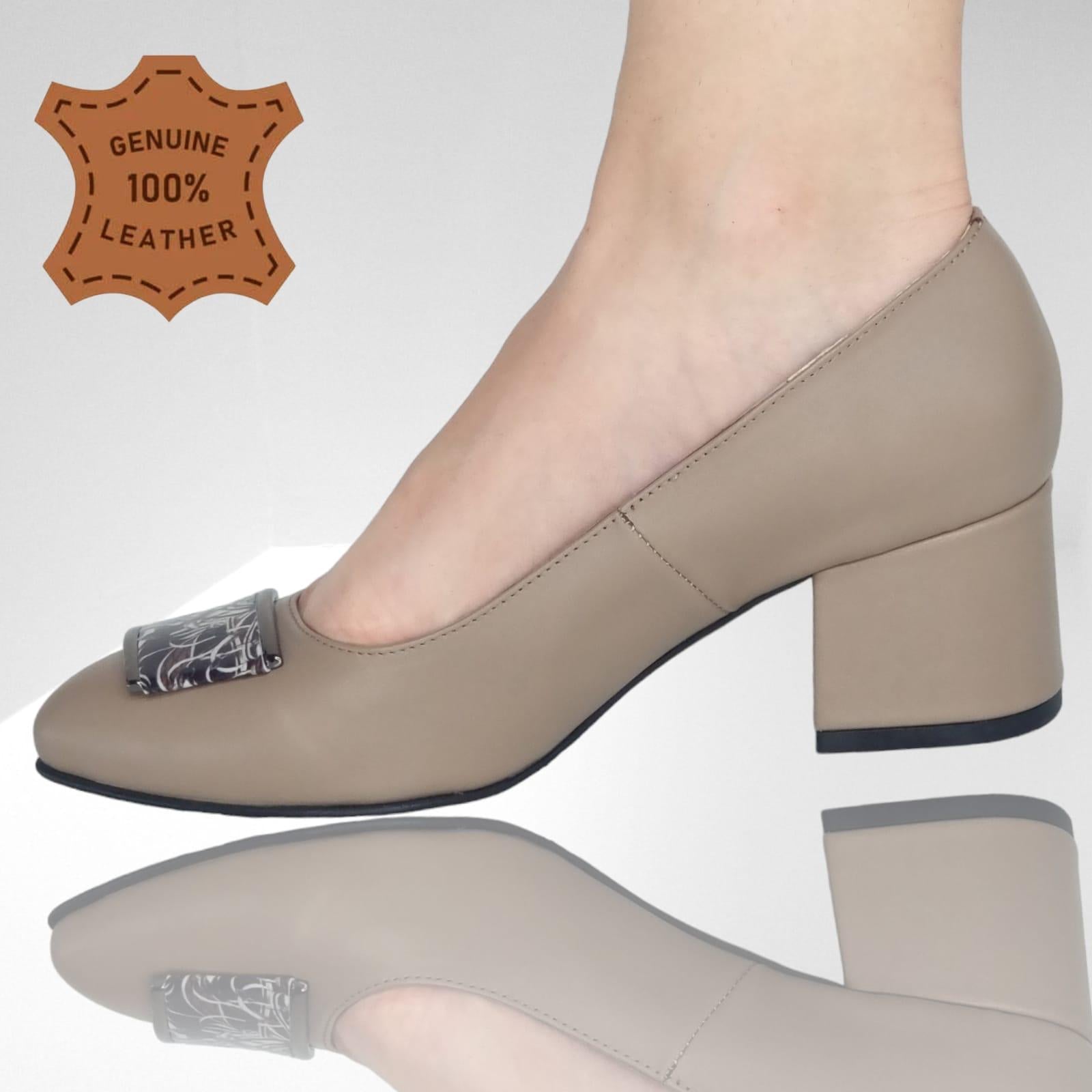 Pantofi Damă Eleganți Din Piele Naturală Cappuccino 20382