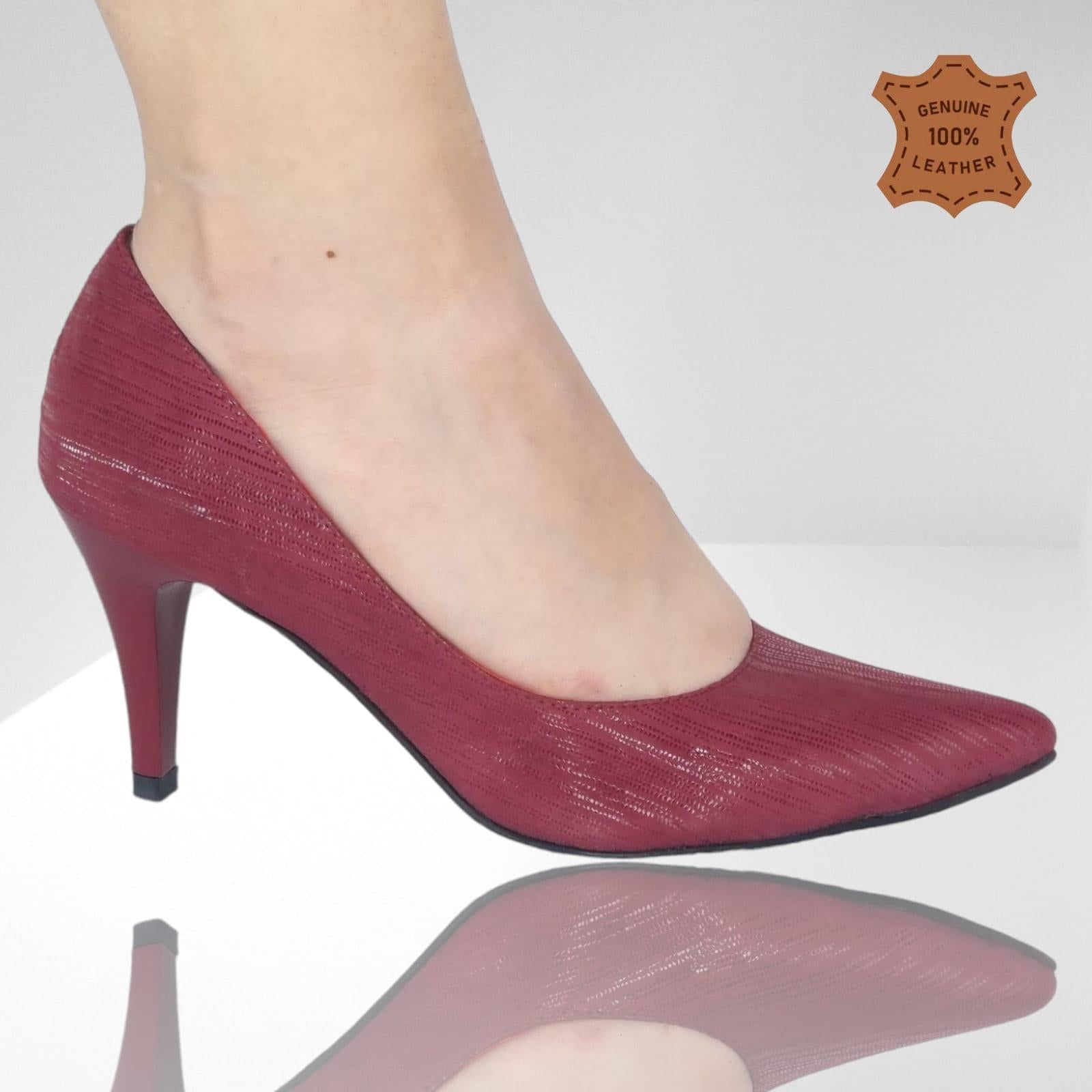 Pantofi Damă Eleganți Din Piele Naturală Roșie 20394