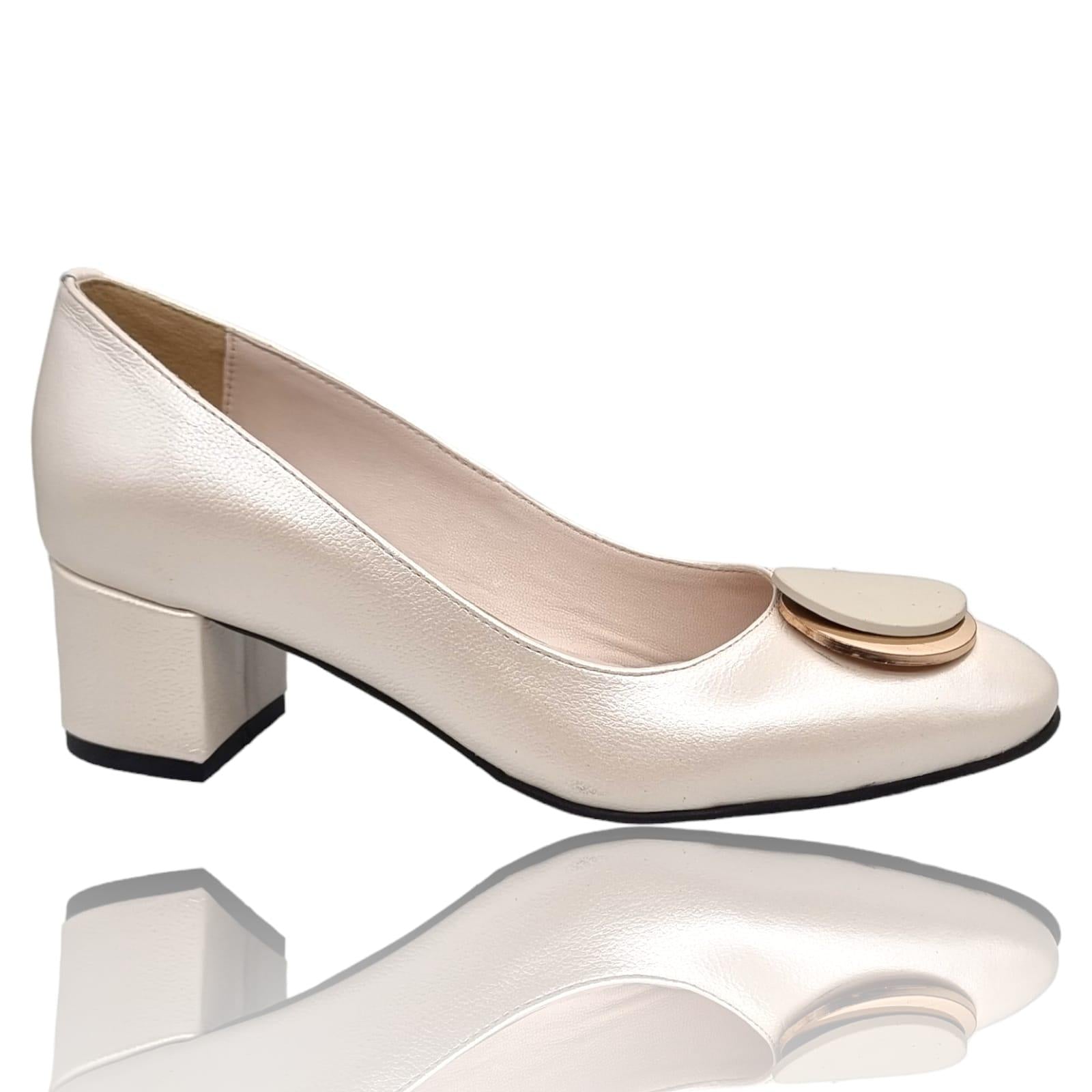Pantofi Damă Eleganți Din Piele Naturală Bej 20398