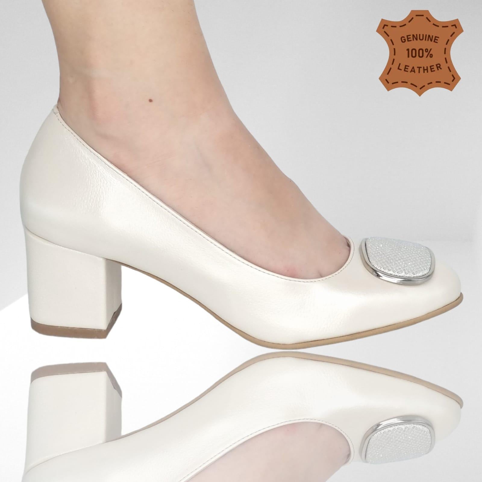 Pantofi Damă Eleganți Din Piele Naturală Bej 20398