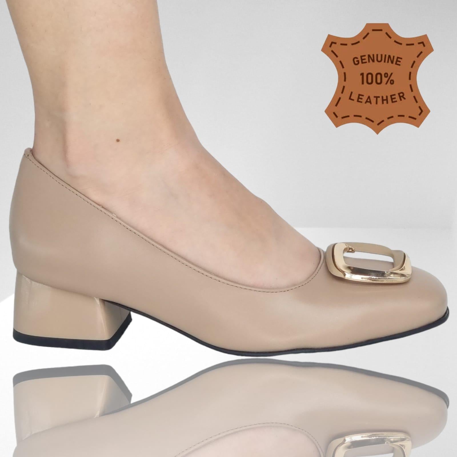 Pantofi Damă Eleganți Din Piele Naturală Capuccino 20399