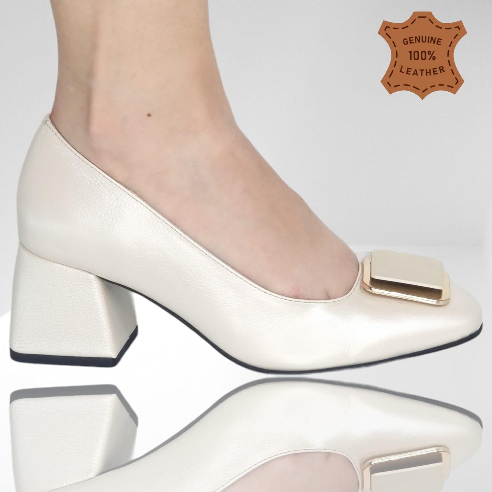 Pantofi Damă Eleganți Din Piele Naturală Bej 20400