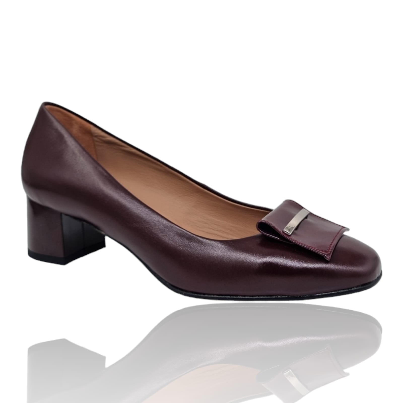 Pantofi Damă Eleganți Din Piele Naturală Bordo 3012
