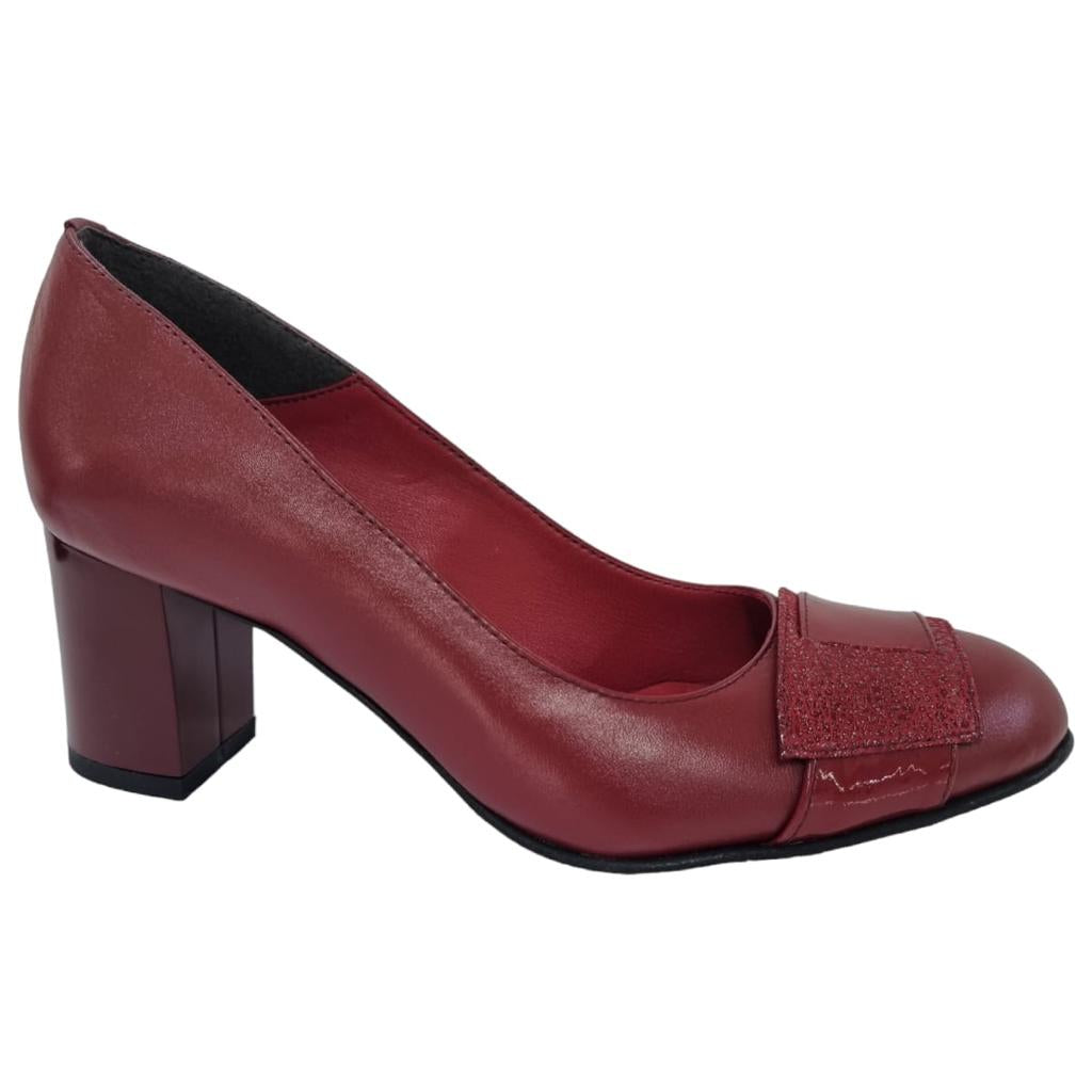 Pantofi Damă Eleganți Din Piele Naturală Bordo 20246