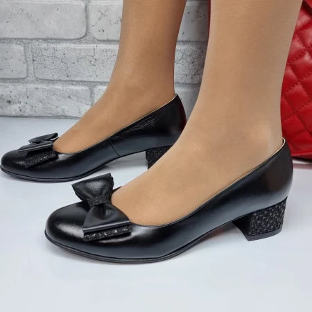 Pantofi Damă Eleganți Din Piele Naturală Neagră 20231
