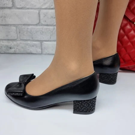 Pantofi Damă Eleganți Din Piele Naturală Neagră 20231