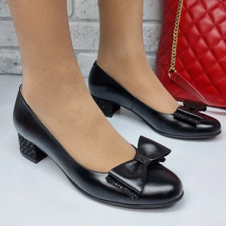 Pantofi Damă Eleganți Din Piele Naturală Neagră 20231