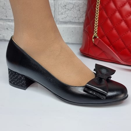 Pantofi Damă Eleganți Din Piele Naturală Neagră 20231