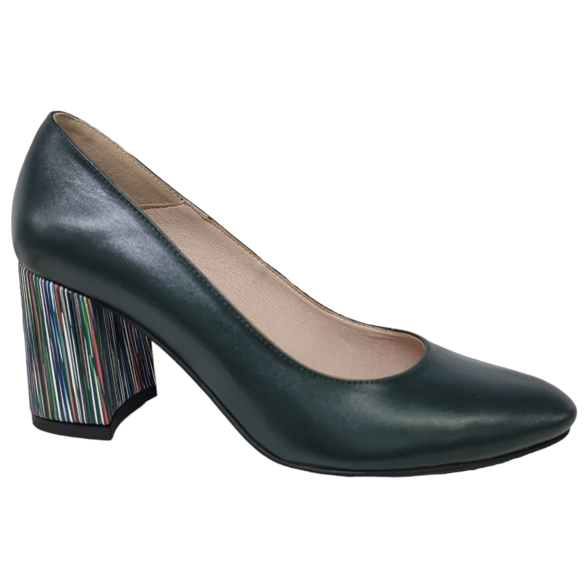 Pantofi Damă Eleganți Din Piele Naturală Verde Linii 20224