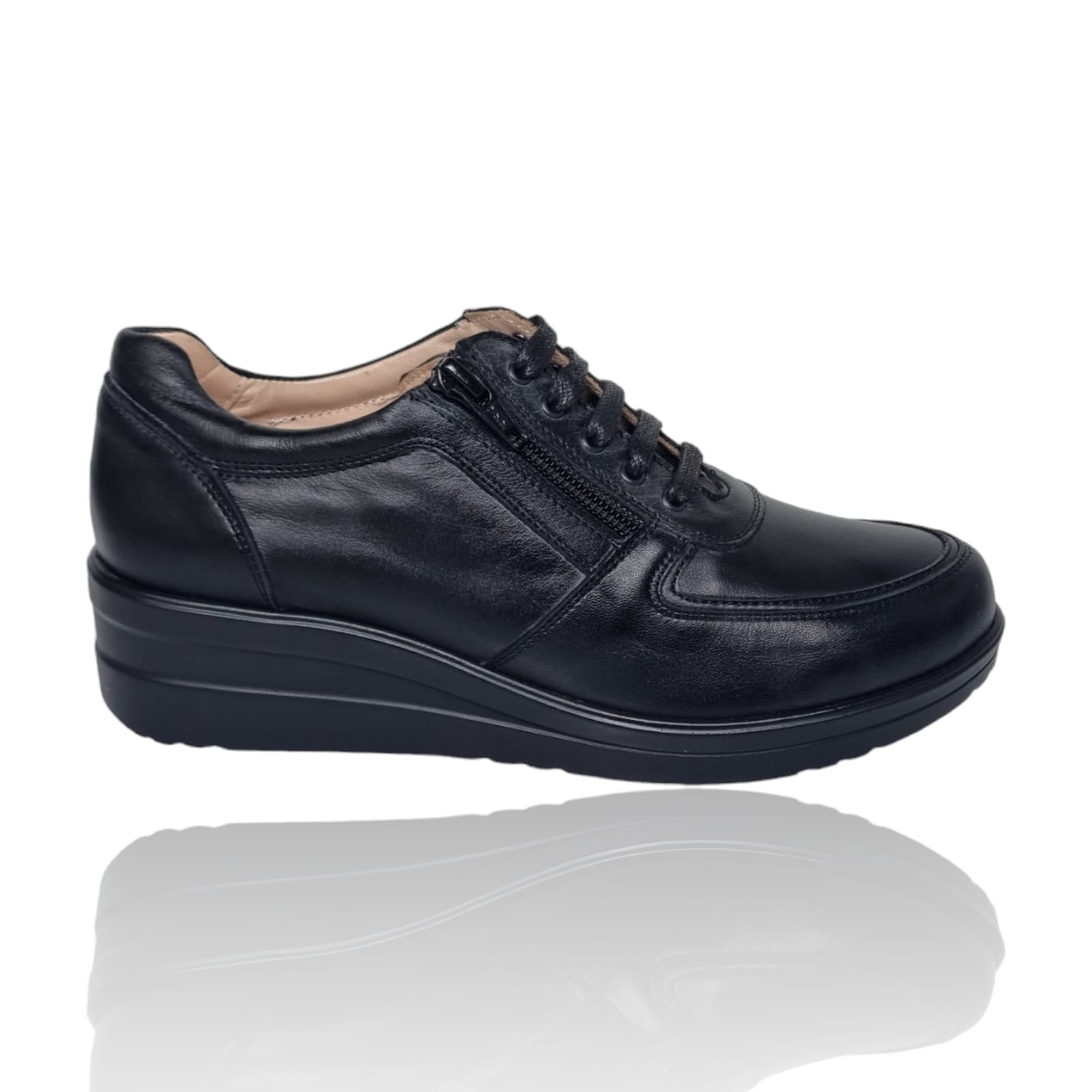 Pantofi Damă Casual Confort Din Piele Naturală Neagră 25106