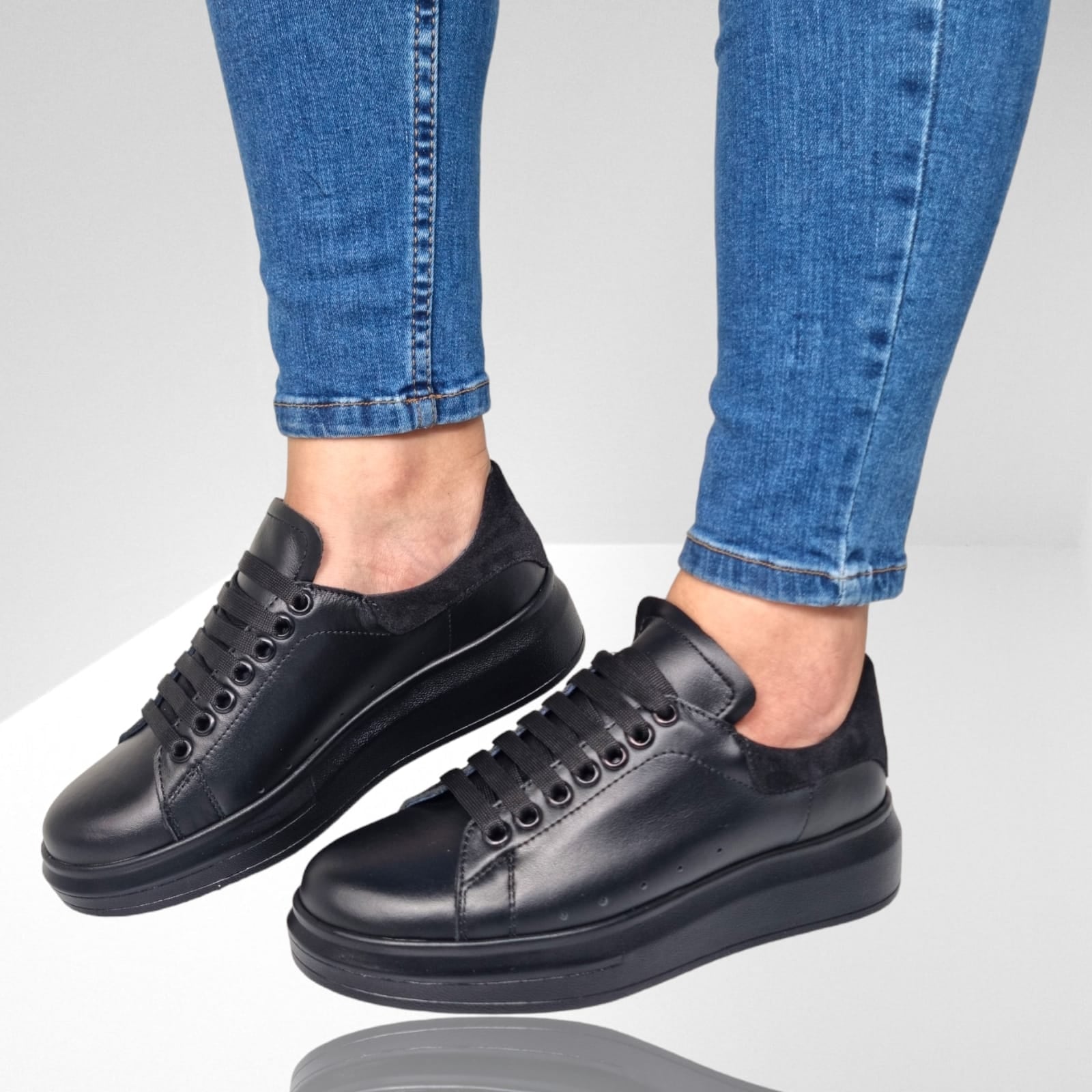 Pantofi Damă Casual Confort Din Piele Naturală Neagră 25107