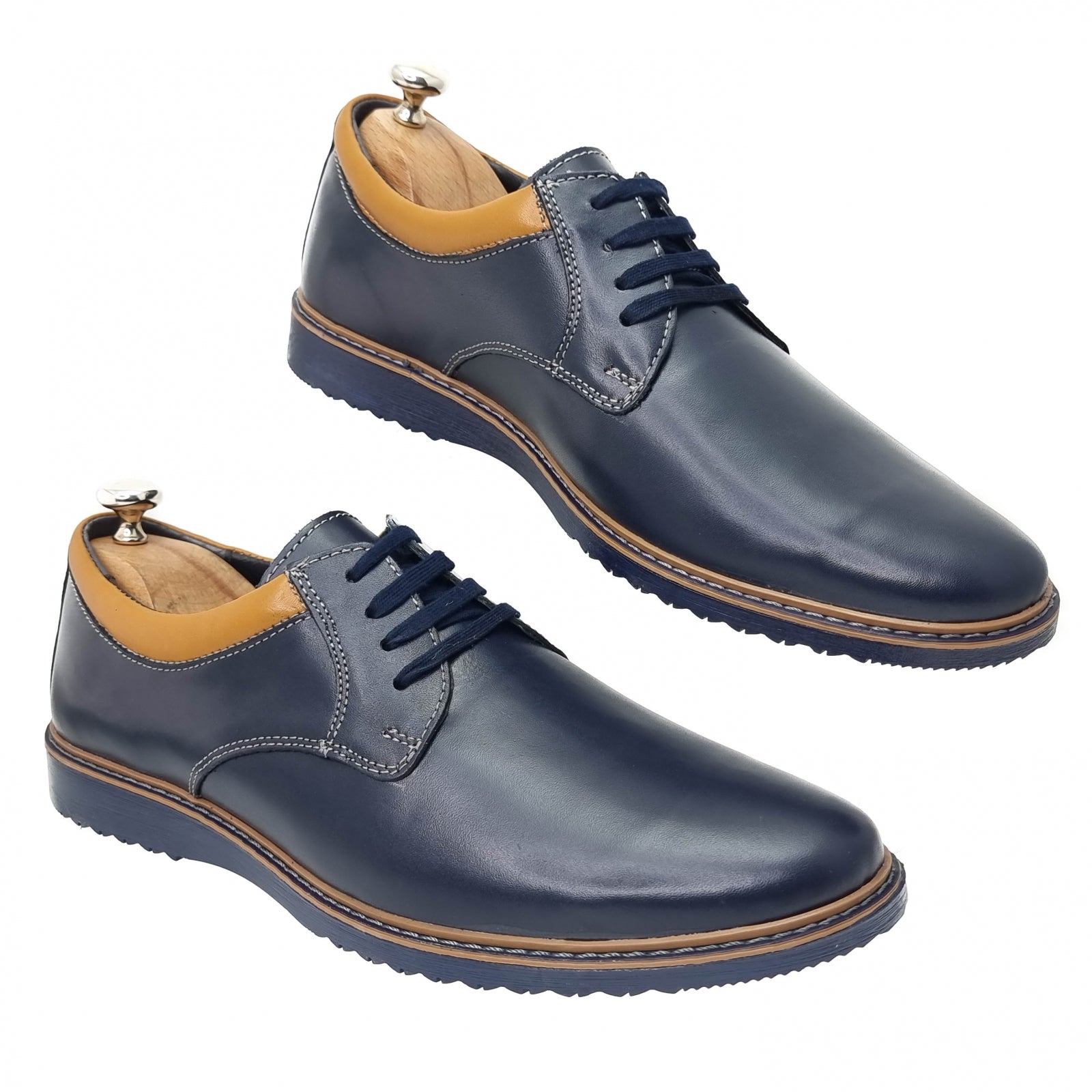 Pantofi Bărbați Casual Confort Din Piele Naturală Blue Maro 2514