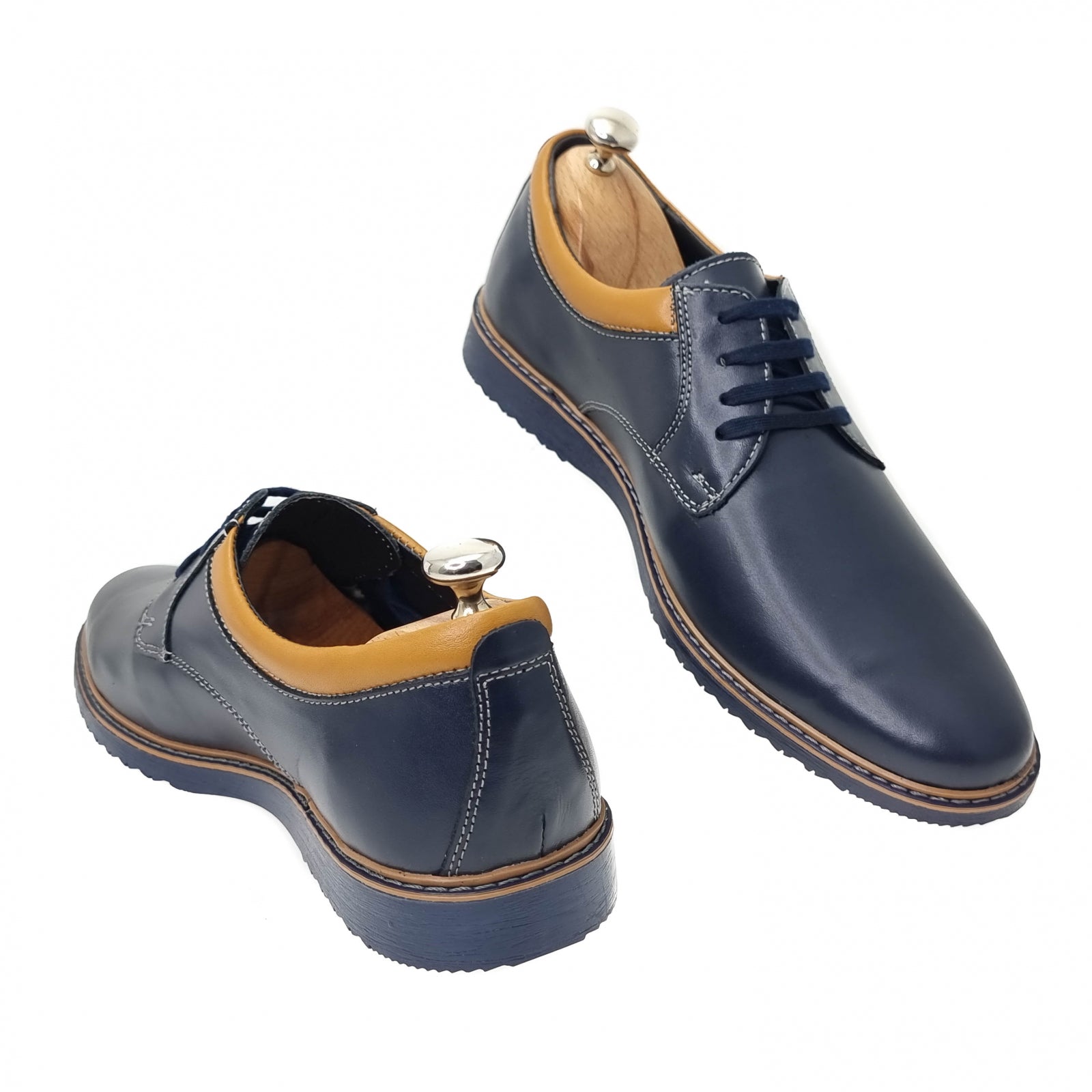 Pantofi Bărbați Casual Confort Din Piele Naturală Blue Maro 2514
