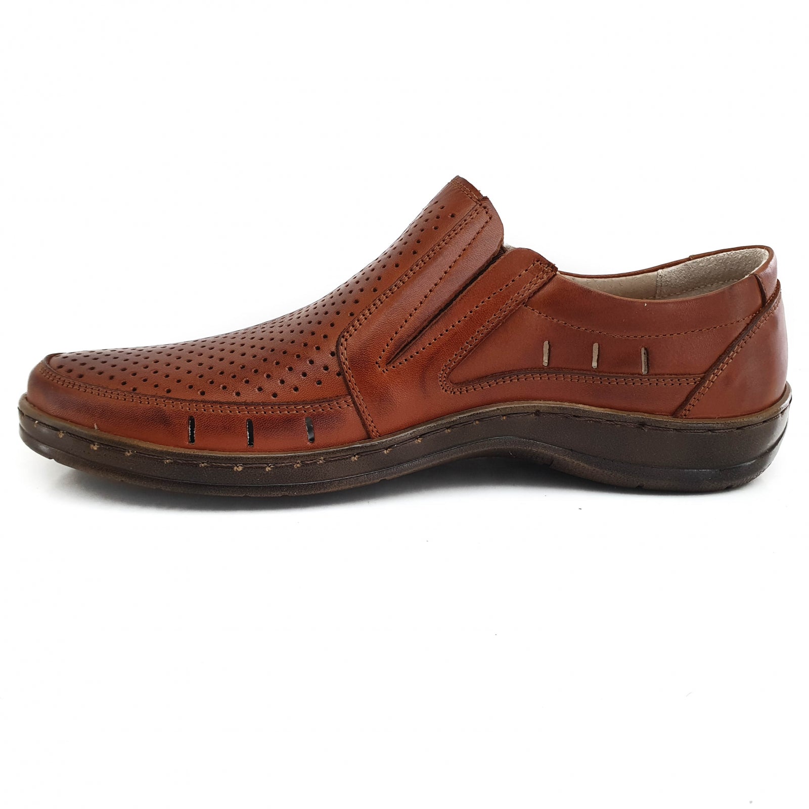 Pantofi Bărbați Din Piele Naturală Perforată Maro 6515
