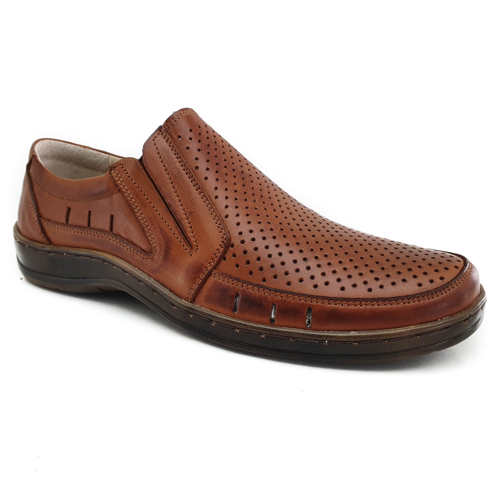 Pantofi Bărbați Din Piele Naturală Perforată Maro 6515