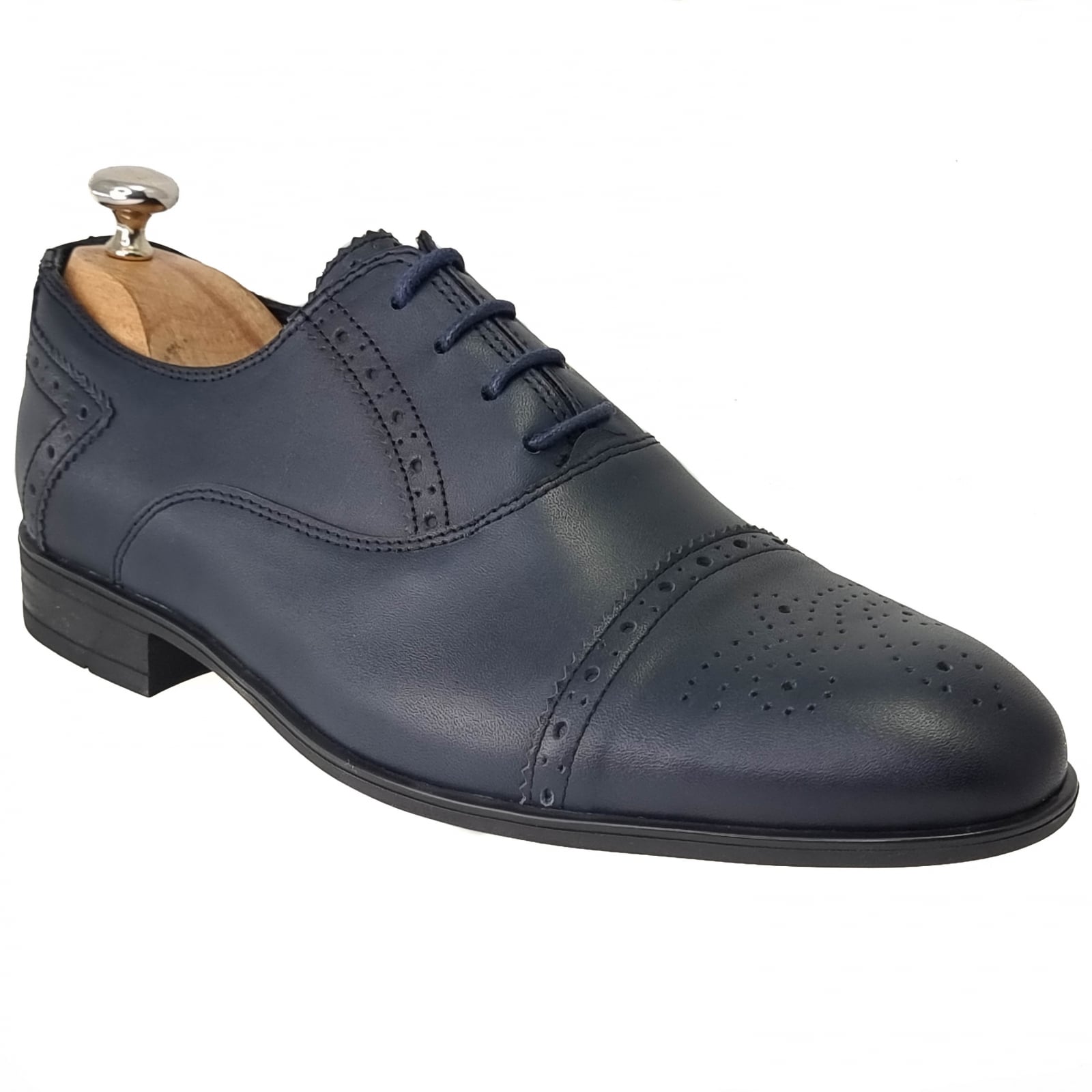 Pantofi Bărbați Eleganți Din Piele Naturală Blue 502