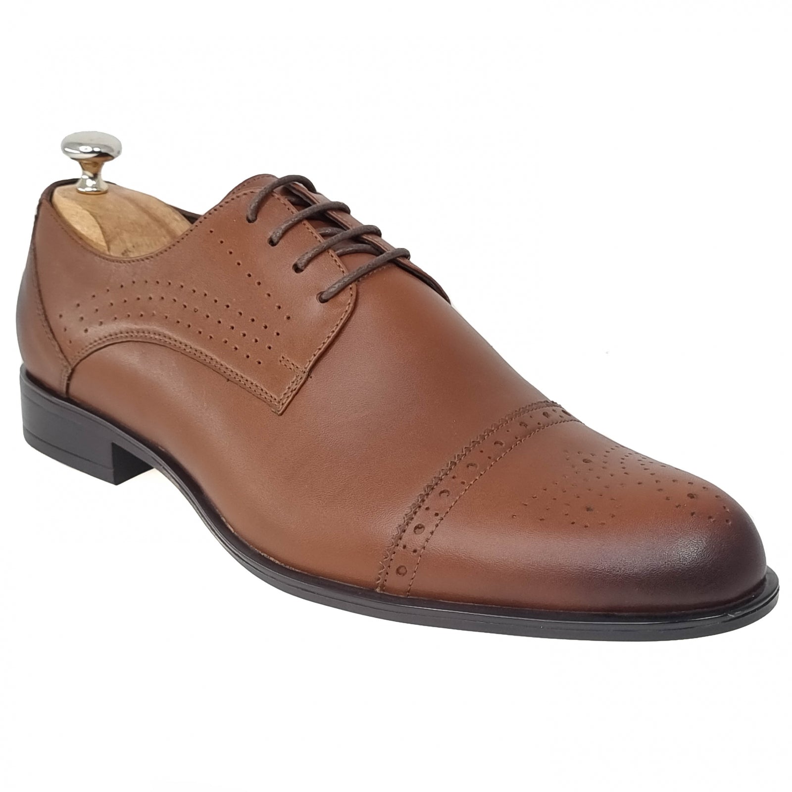 Pantofi Bărbați Eleganți Din Piele Naturală Maro 512