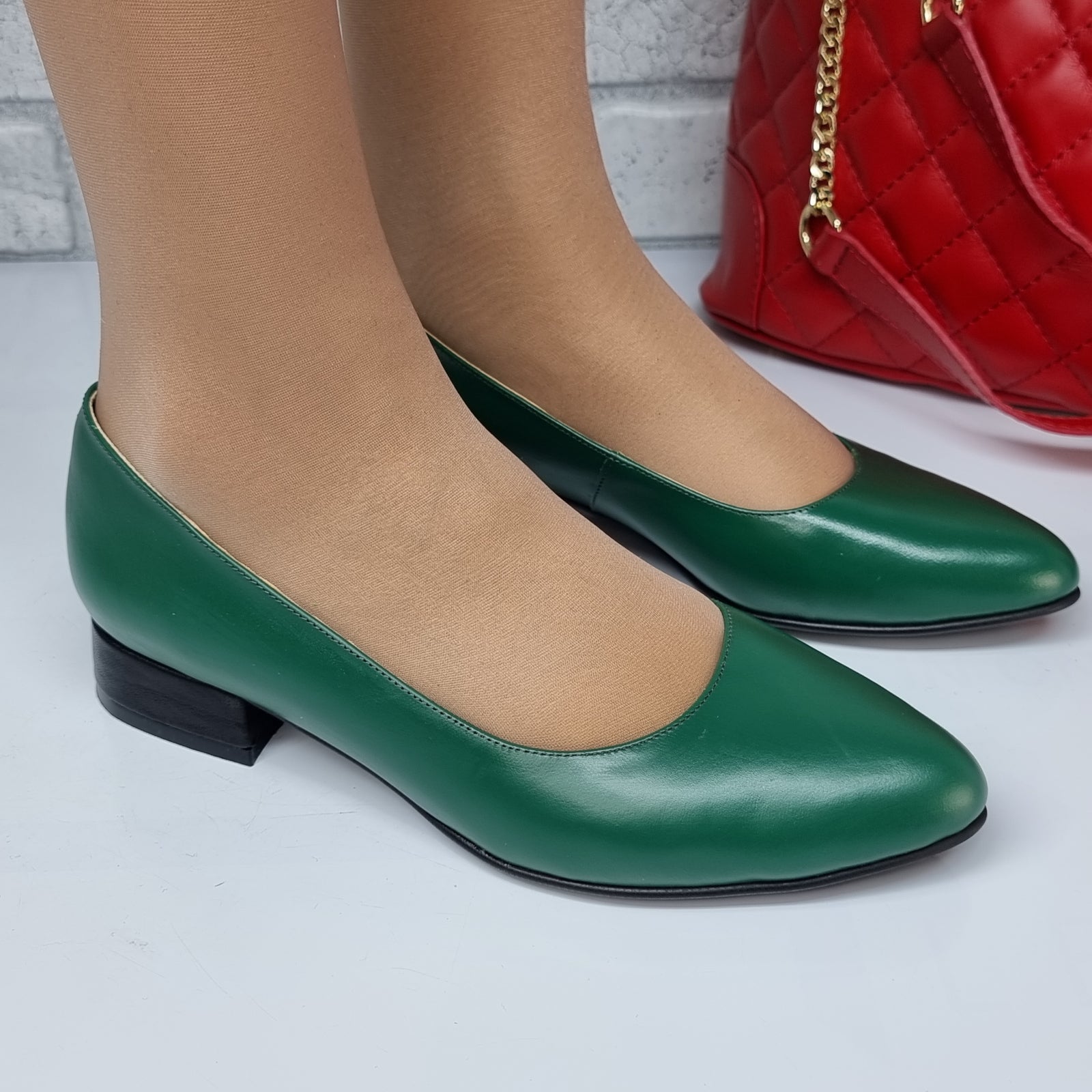 Pantofi Damă Eleganți Din Piele Naturală Verde 20153