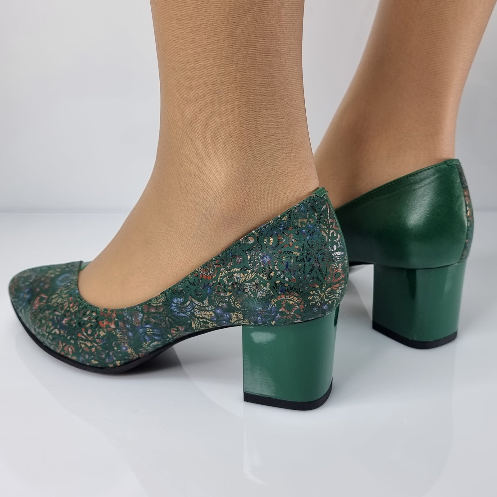 Pantofi Damă Eleganți Din Piele Naturală Verde 20174