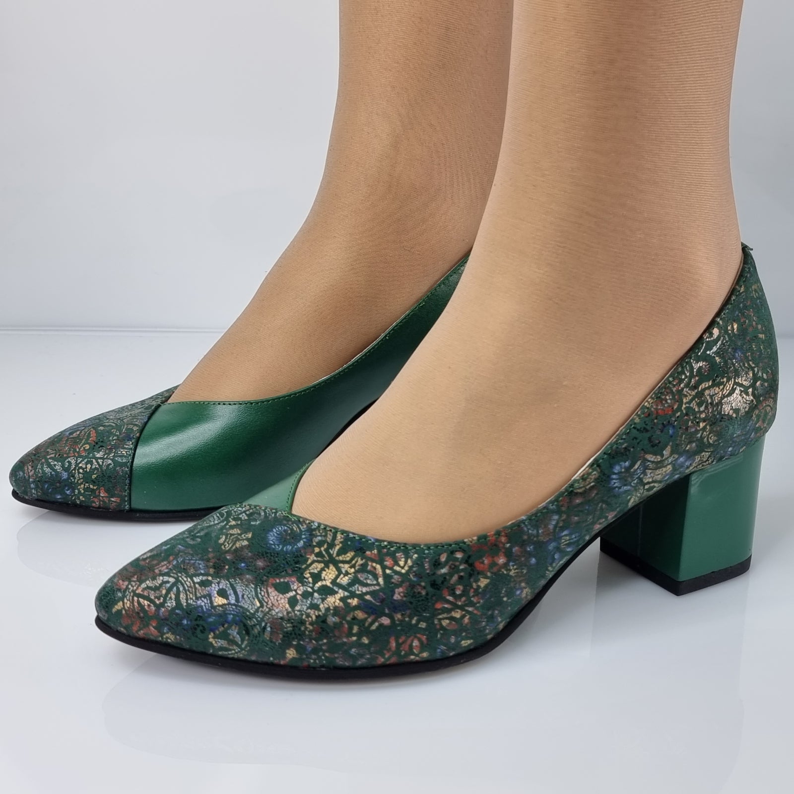Pantofi Damă Eleganți Din Piele Naturală Verde 20174