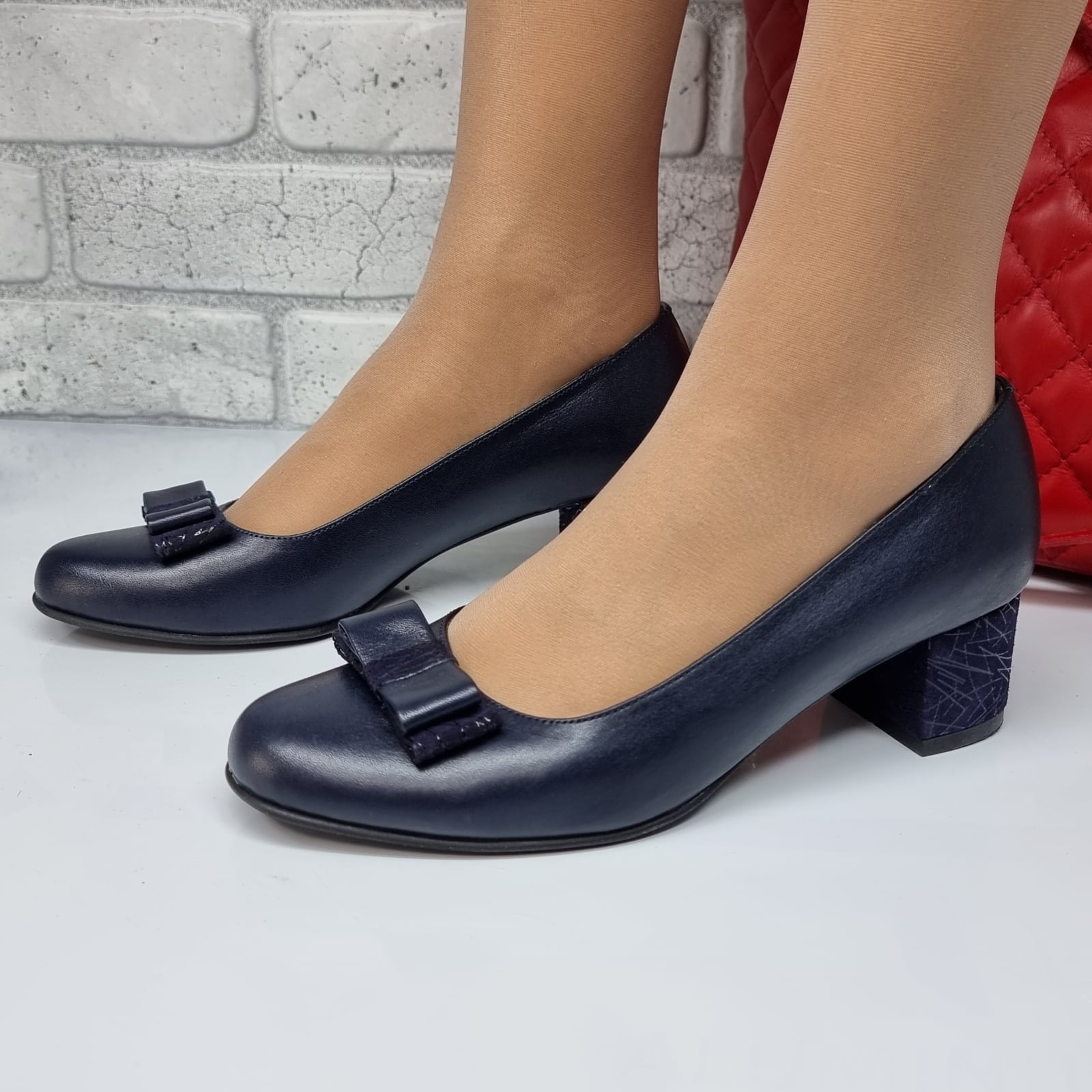 Pantofi Damă Eleganți Din Piele Naturală Blue 20197